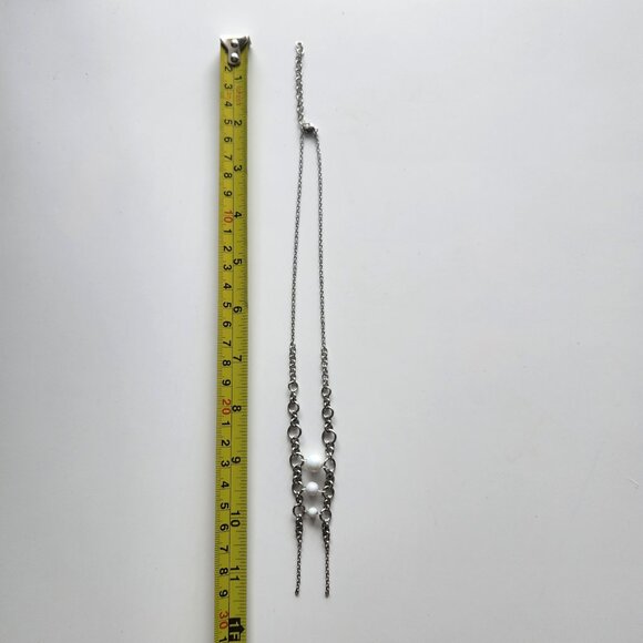 Fairy whimsical gothic victorian white pearls and silver double rosary necklace - Picture 4 of 7